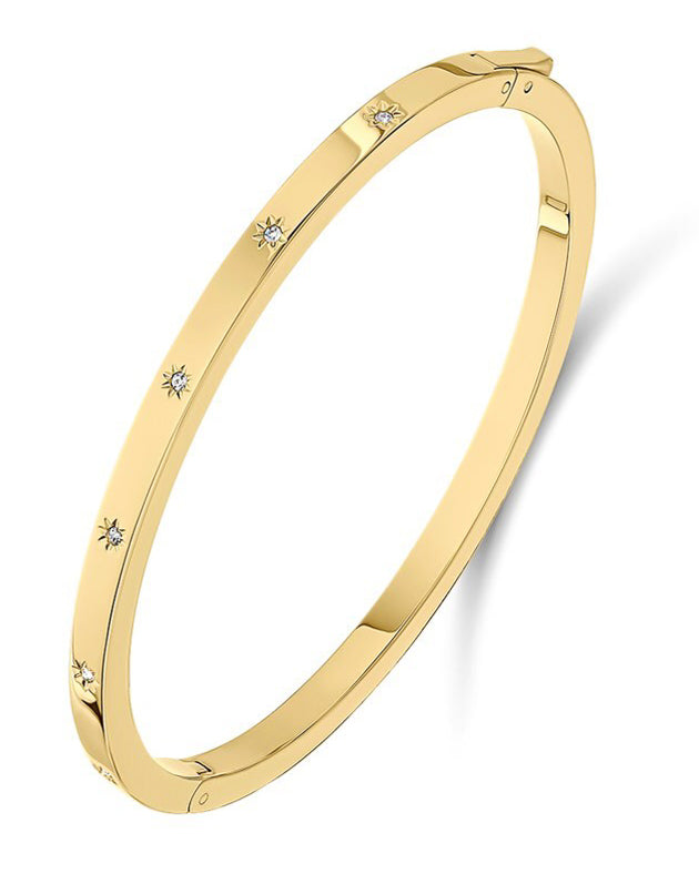 Fossil Gold Plated Cubic Zirconia Shine Bright Bangle JF03872710