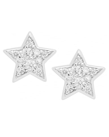 Fossil Sterling Silver Glitz Star Stud Earrings