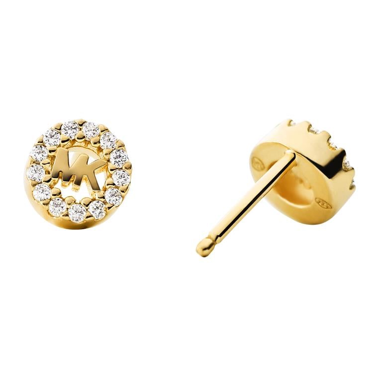 Michael Kors Gold Plated and Cubic Zirconia Logo Stud Earrings MKC1033AN710 Back