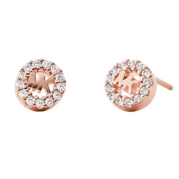 Michael Kors Rose Gold Plated and Cubic Zirconia Logo Stud Earrings
