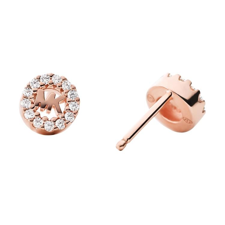 Michael Kors Rose Gold Plated and Cubic Zirconia Logo Stud Earrings