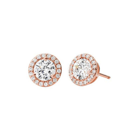 Michael Kors Rose Gold Cubic Zirconia Halo Stud Earrings MKC1035AN791 Front