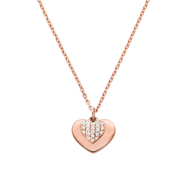 Michael Kors Rose Gold Plated Heart Logo Necklace