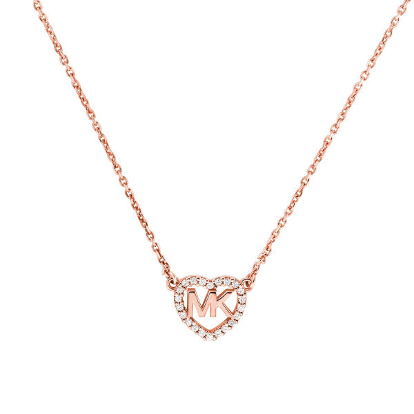 Michael Kors Rose Gold Plated Heart Halo Logo Necklace MKC1244AN791