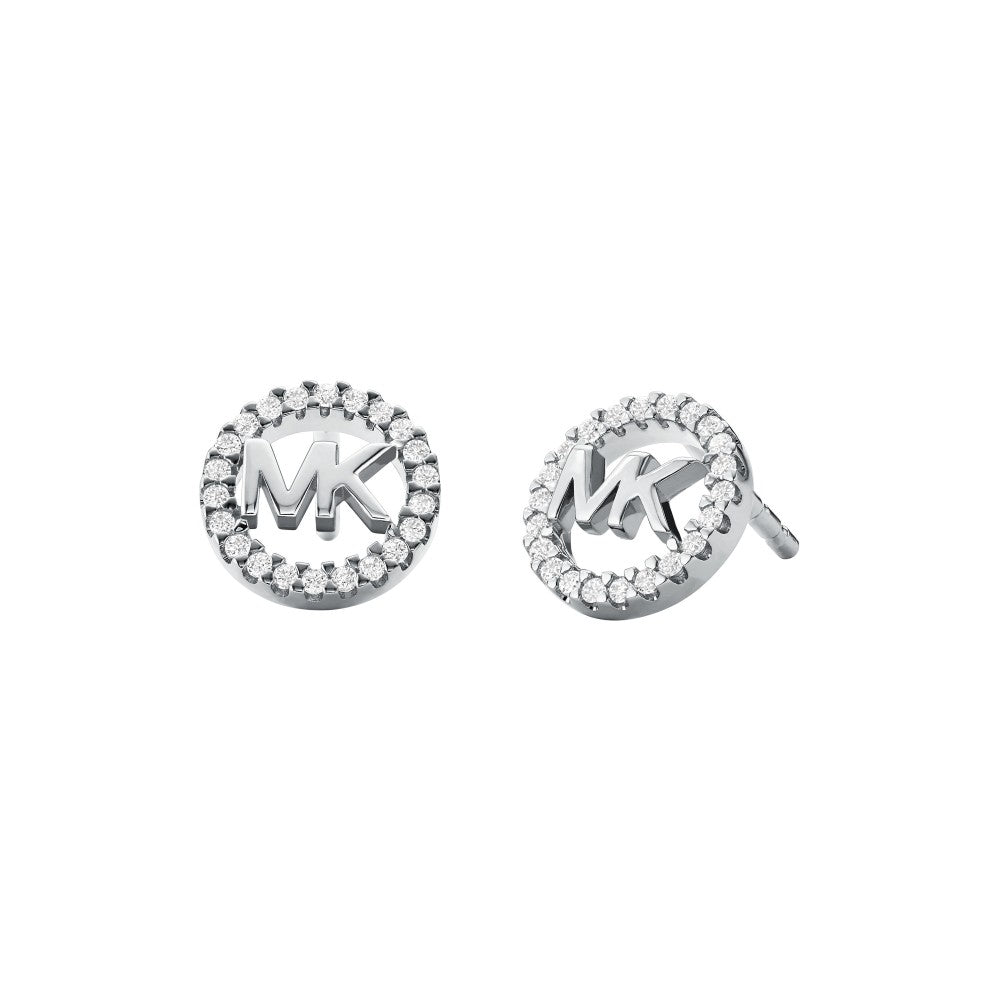 Michael Kors Silver Circle Halo Logo Stud Earrings MKC1247AN040