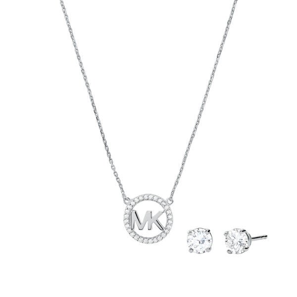 Michael Kors Sterling Silver Necklace and Earring Box Set