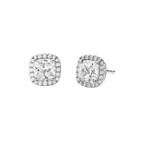 Michael Kors Sterling Silver and Cubic Zirconia Cushion Earrings MKC1405AN040
