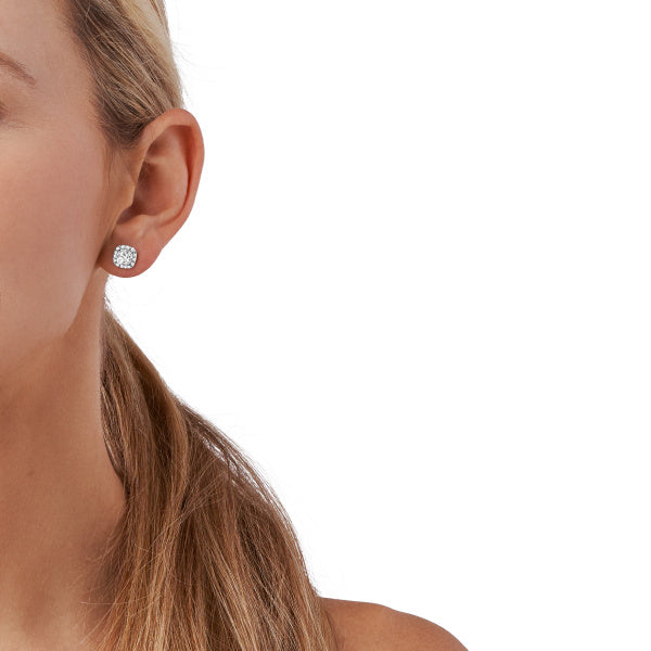 Michael Kors Sterling Silver and Cubic Zirconia Cushion Earrings