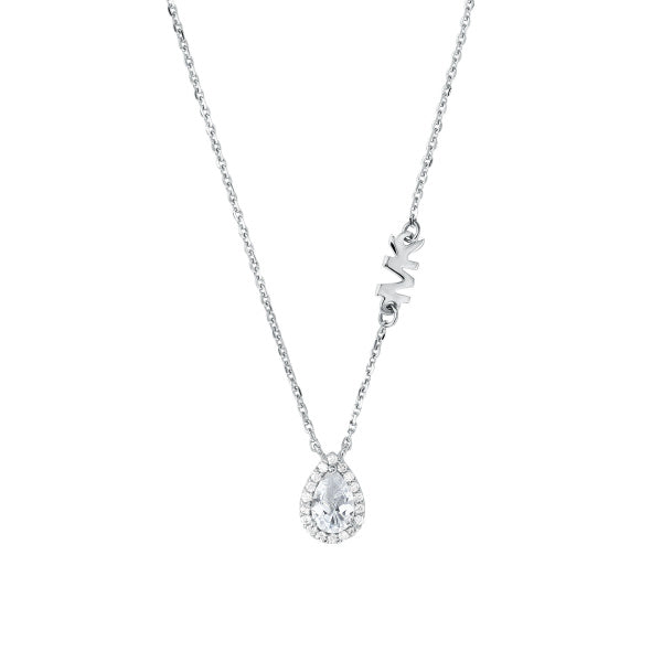 Michael Kors Sterling Silver Pear Cut Pendant Necklace