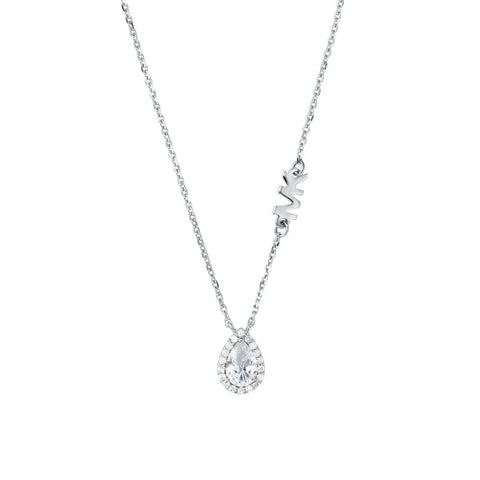Michael Kors Sterling Silver Pear Cut Pendant Necklace