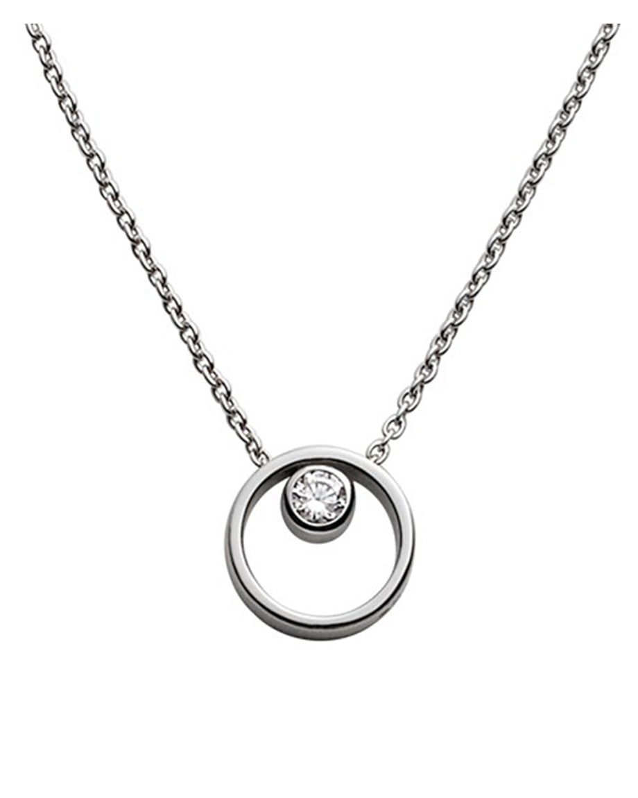 Skagen Elin Crystal Circle Stainless Steel Necklace