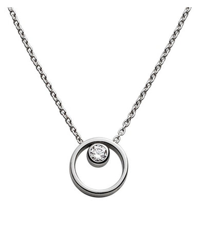 Skagen Elin Crystal Circle Stainless Steel Necklace