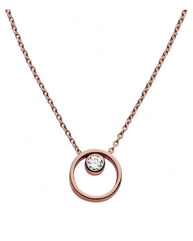 Skagen Elin Crystal Circle Rose Gold Plated Necklace