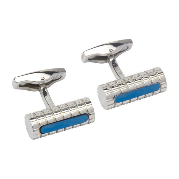 Unique Mens Stainless Steel Cufflinks With Blue Plating - QC-203