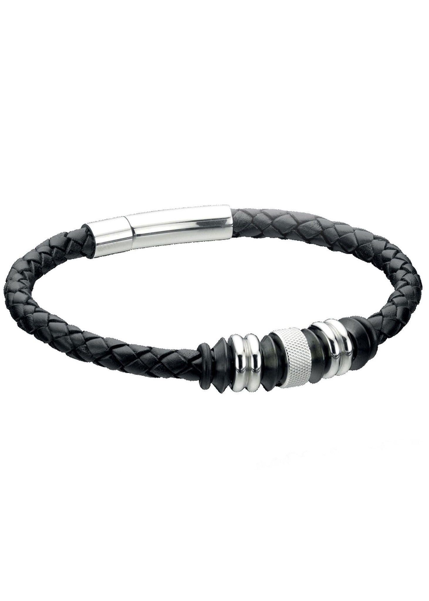 Fred Bennett men's stainless steel black leather B3898 Knight