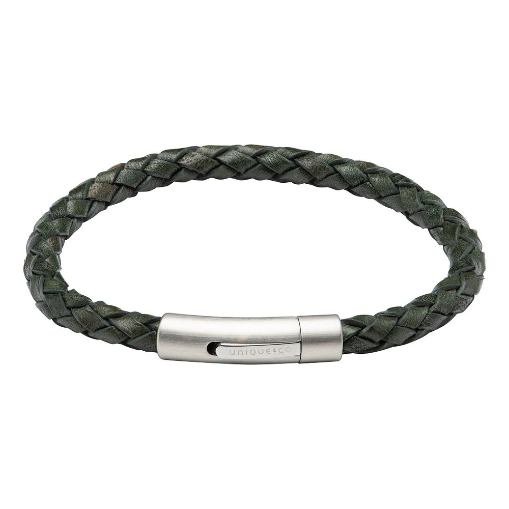 Emerald Green Braided Leather Cord Bracelet | Custom Name Beads - aka  originals