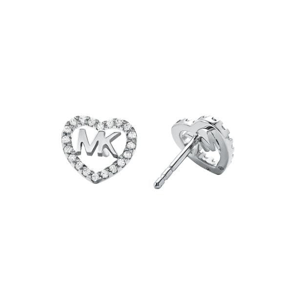 Michael Kors Silver Heart Logo Stud Earrings mkc1243an040 Back