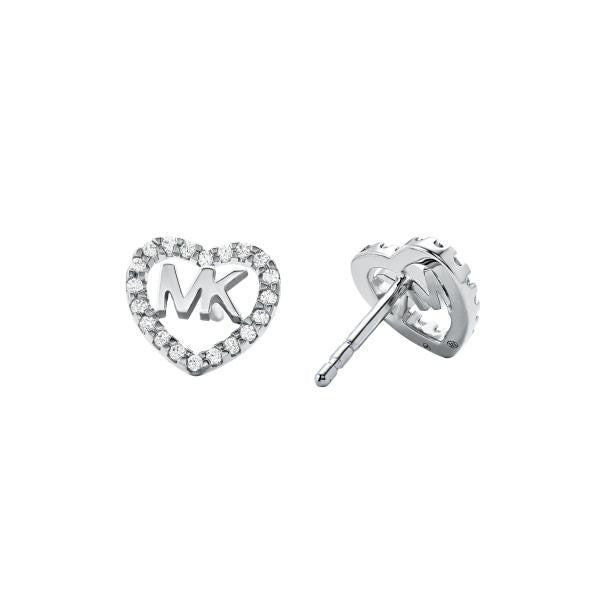 Michael Kors Silver Heart Logo Stud Earrings MKC1243AN040 Knight